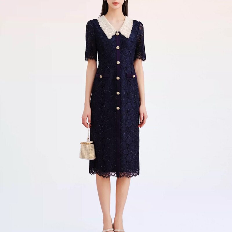 【Gaodi Silk】Gds 2026 New Model La Kedi Elegant and Fashionable Lace Mid-Length Dress Xy13695~ 【Gaodi Silk】Gds 2026 New Model La Kedi Elegant and Fashionable Lace Mid-Length Dress Xy13695~