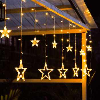 Led remote controlled solar star string lights curtain outdoor lights waterproof christmas tree lights camping decoration small string lights