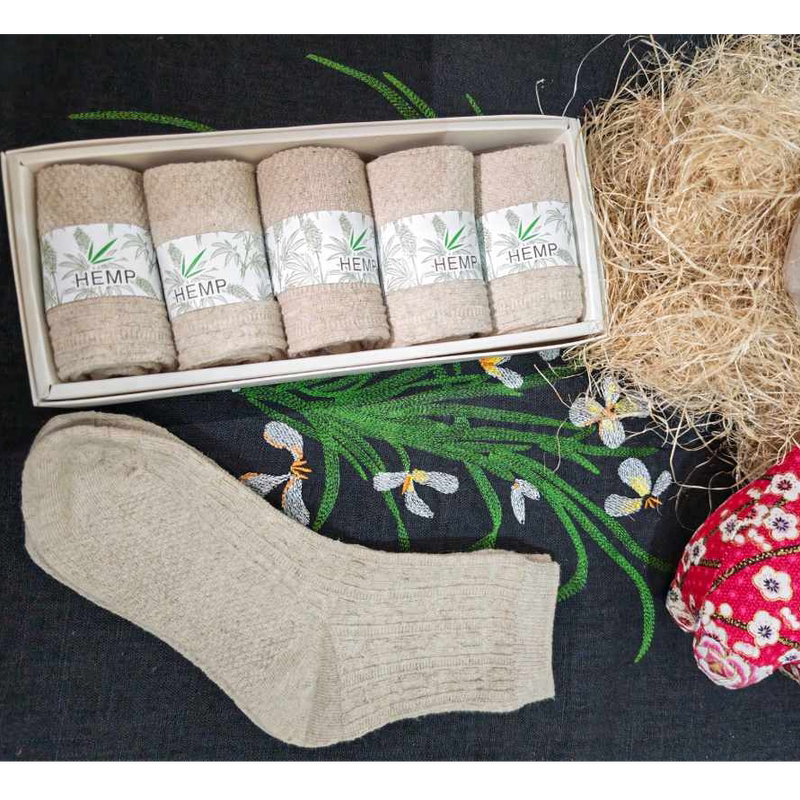 M1【Mid-Calf Socks】（Hemp “Light Luxury”） Hemp Stereo Jacquard (All-Season Style) Unisex