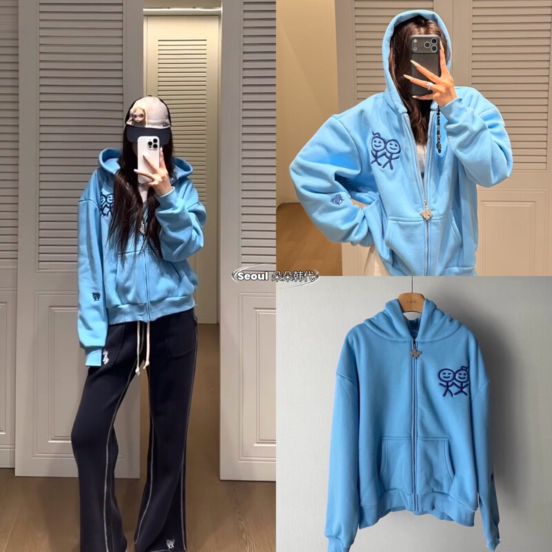 Small Quantity in Stock Urban Sophistication Stick Figure Print Hooded Sweatshirt Cardigan Loose Fit Women's Clothing Small Quantity in Stock Urban Sophistication Stick Figure Print Hooded Sweatshirt Cardigan Loose Fit Women's Clothing