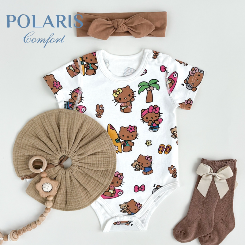 Polaris |   Black Leather Kt |   Summer Beach Baby Summer Pure Cotton Class a Seamless Short-Sleeve Romper