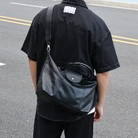 Hong Kong Clean Knock Genuine Leather Dumpling Bag Men's 2026 New Handbag Large Capacity Shoulder Crossbody