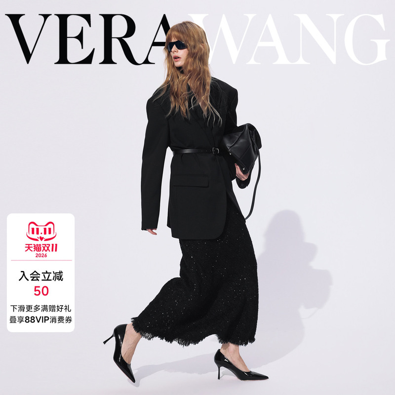 Verawang Notched Lapel Black Oversized Blazer for Women, Autumn Designer New Style, High-End Light Luxury Versatile Short Jacket