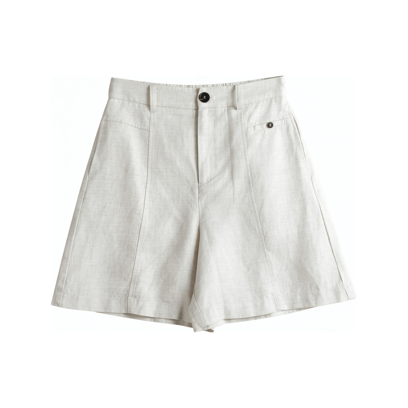 【Yuanqi Zhuzhu】Maijia Casual Old Money Style Tencel Linen A-Line Shorts M8Xk26315