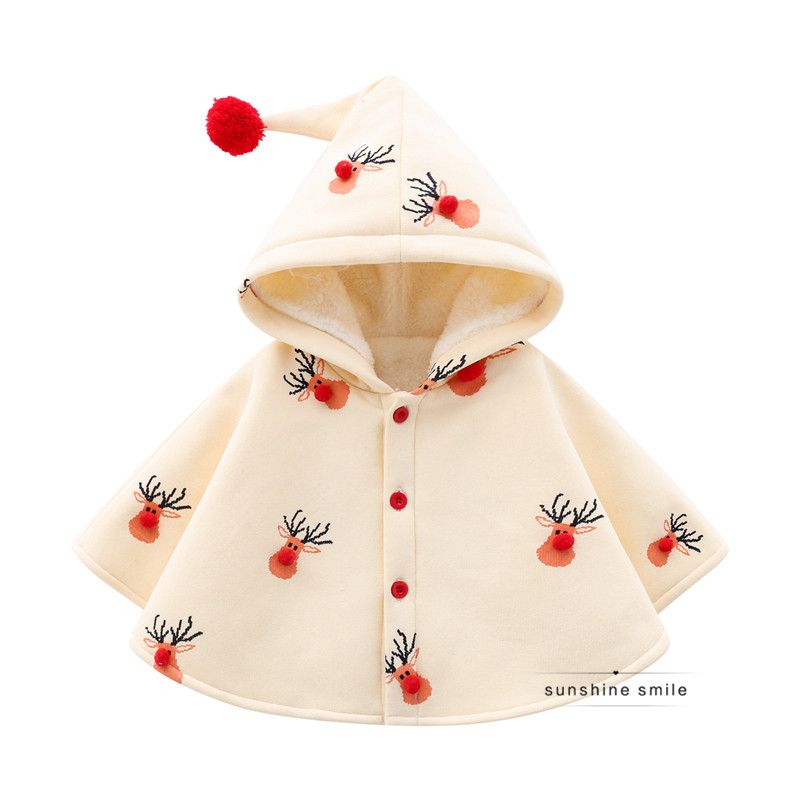 South Korean baby cloak cape out for autumn and winter baby gush thickened jacket winter young children wind up shawl-Taobao