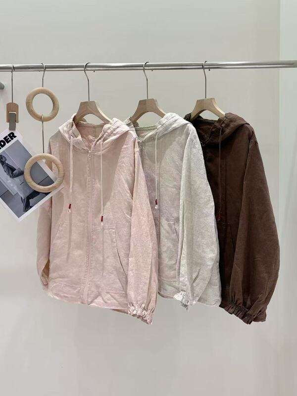 High-Quality Korean Style Simple and Versatile Zip-Up Hooded Jacket for Women, Summer Petite Casual Sun Protection Cardigan High-Quality Korean Style Simple and Versatile Zip-Up Hooded Jacket for Women, Summer Petite Casual Sun Protection Cardigan