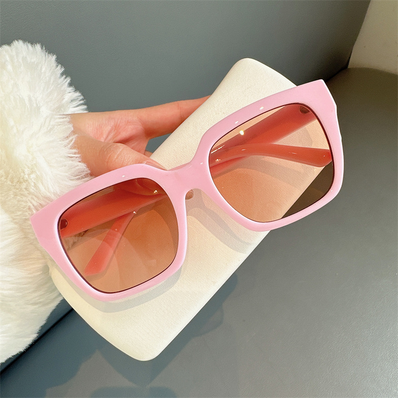 Korean Style Square Soft Pink Sunglasses for Women, High-End Feel, ins Internet Celebrity Sunglasses, New Trendy Large Frame Slimming Sunglasses