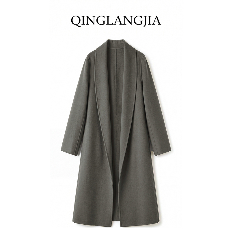 Thick Double-Sided Cashmere Coat for Women, Mid-Length with Belt, Wool Coat for Women, Long Woolen Outerwear