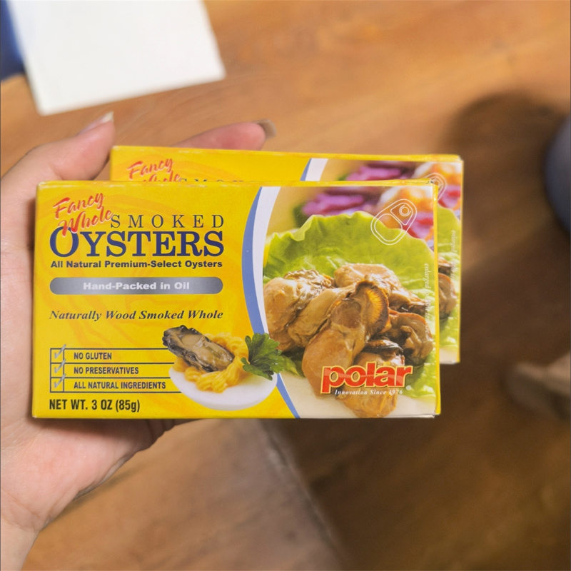 Polar Domestic Oil-Soaked Smoked Oysters Canned Oysters in Oil Ready-To-Eat Seafood 85g Pack