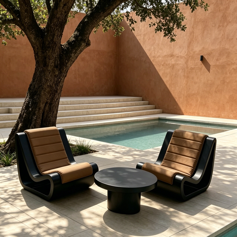 Hotel and B&B Bed-Sofa-Coffee Table Combination Set for Outdoor Terrace, Villa, and Courtyard, Waterproof and Sun-Resistant Leisure Table and Chair Set