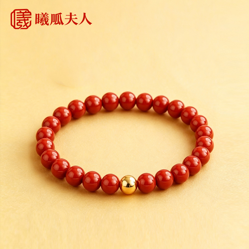 Mrs. Xi Gua Cinnabar Bracelet Pure Gold 999 Small Gold Beads Ancient Gold Accessories 3D Hard Gold Beads DIY Bracelet