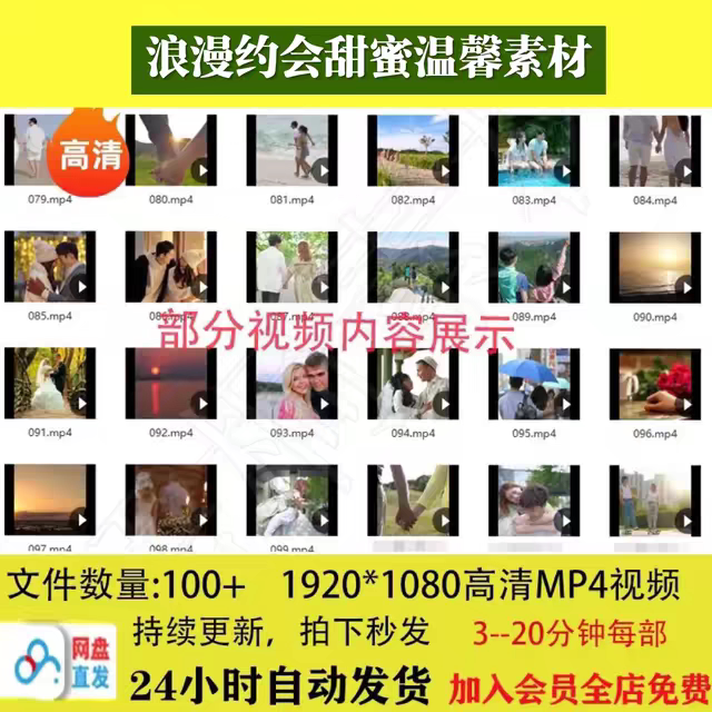 Domestic and International High-Definition Romantic, Warm, and Sweet Date Videos for Men and Women, Confession Material, Small Character Aesthetic Editing Resources