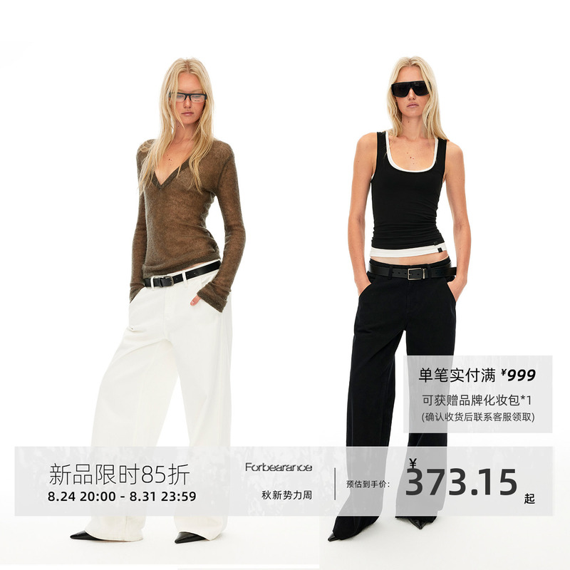 Forbearance100 Cotton Mid-Low Waist Autumn Straight-Leg Jeans That Make You Look Taller, Slimming, Supermodel Style, Versatile, Simple Black and White Forbearance100 Cotton Mid-Low Waist Autumn Straight-Leg Jeans That Make You Look Taller, Slimming, Supermodel Style, Versatile, Simple Black and White