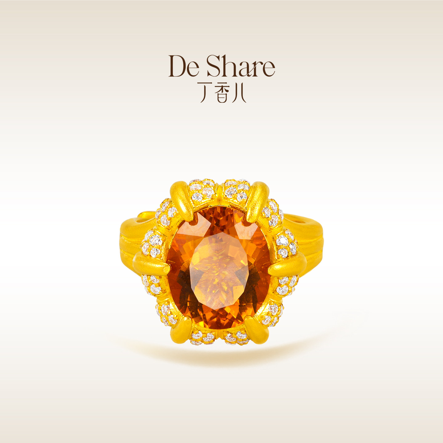 De Share Lilac Jewelry Gold Ring Women's Pure Gold 999 Ring Inlaid Ring Phantom Original