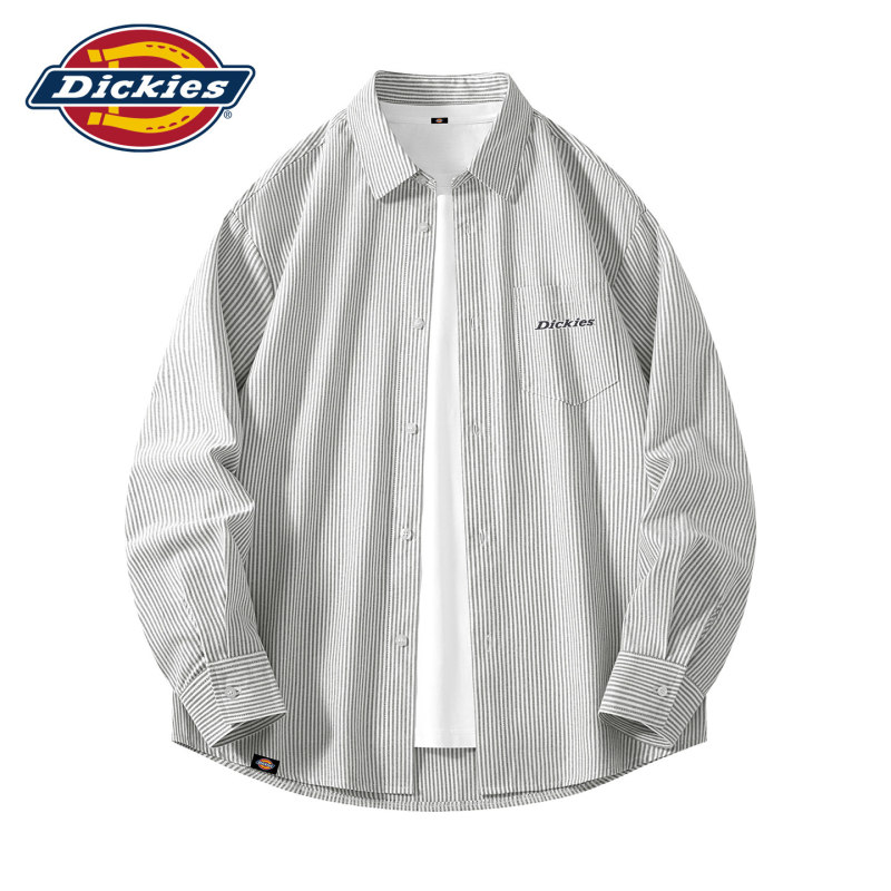 Dickies Couple's Striped Oxford Shirt for Men, Autumn Loose Easy-Care Shirt, Boyfriend's Jacket Dickies Couple's Striped Oxford Shirt for Men, Autumn Loose Easy-Care Shirt, Boyfriend's Jacket