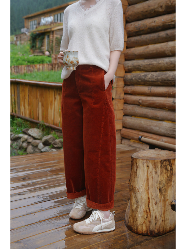 Shangshang Sunny 【Elegant Prelude】 Loose Retro Textured Straight-Leg Casual Pants 10A6681526C