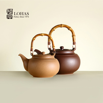 Taiwan Lu Baobao full boiling water pottery pot Ceramic tea set Girder water pottery pot boiling teapot Boiling Puer tea white teapot