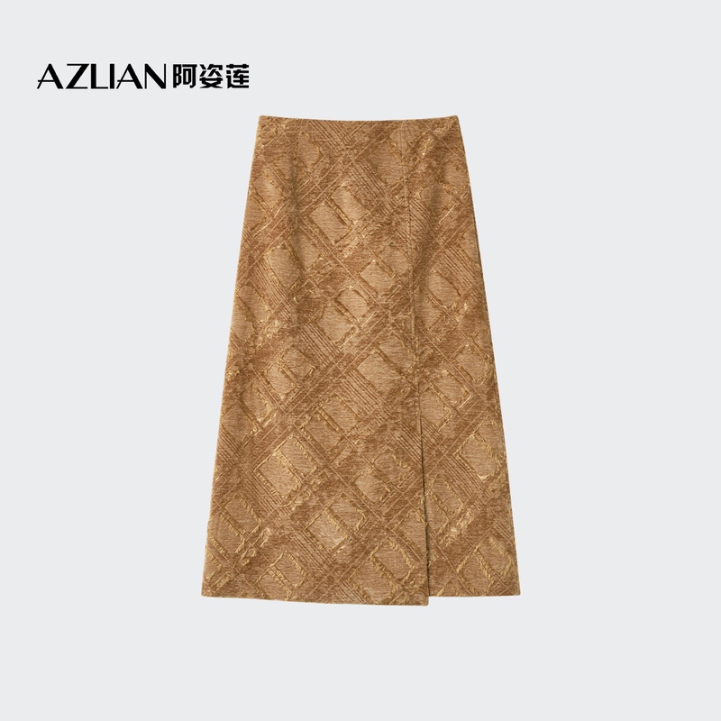 Azilian's Commuter Outfit: Diamond-Patterned Mid-Length Skirt with Slit, A-Line Skirt, High-End Feel, Slimming Effect Azilian's Commuter Outfit: Diamond-Patterned Mid-Length Skirt with Slit, A-Line Skirt, High-End Feel, Slimming Effect