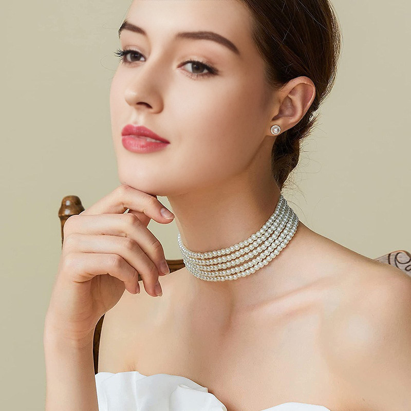 Factory Direct Sales Bohemian Style Multi-Layered Small Pearl Necklace European and American Brides' Wedding Dress Banquet Elegant Versatile Accessories Factory Direct Sales Bohemian Style Multi-Layered Small Pearl Necklace European and American Brides' Wedding Dress Banquet Elegant Versatile Accessories