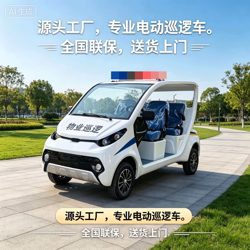 Electric Patrol Car with Four Wheels, 4-5 Seats, for Property Management, Security, Community Inspection, Factory, Campus, and Sightseeing