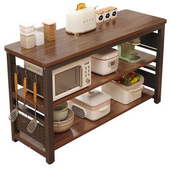 Kitchen storage rack floor-mounted multi-layer multi-functional vegetable cutting table operating table hole plate microwave oven storage narrow side cabinet