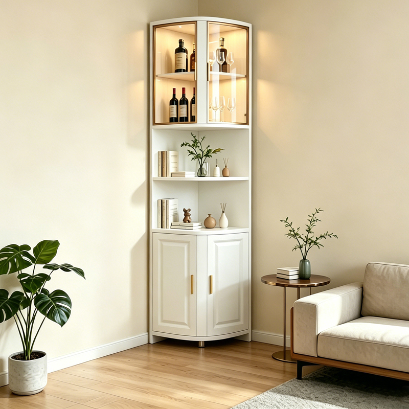 [Replacement for Damaged Items] Solid Wood Corner Cabinet, Corner Storage Shelf, Storage and Display Cabinet, Living Room Corner Side Cabinet