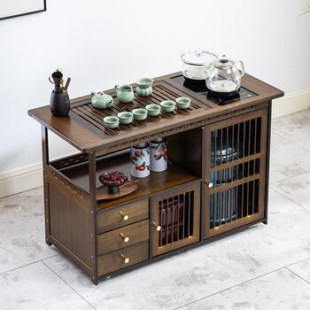 Mobile home small tea table tea table simple tea car living room balcony kettle integrated tea table tea tray tea set