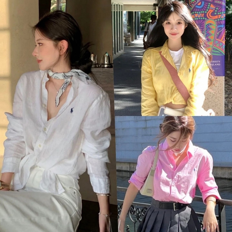 【Mainland China 70% off 】Laf Limited-Time Discount Old Money Polo Collar Linen Shirt for Women, Cotton-Linen Shirt for Men and Women