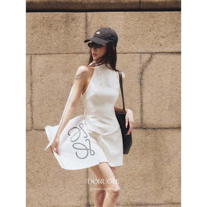 Dorugee'Milan Holiday' White Dress for Women, New Summer Design, Slimming Waist-Cinching Tank Top Short Dress Dorugee'Milan Holiday' White Dress for Women, New Summer Design, Slimming Waist-Cinching Tank Top Short Dress