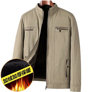 Dad pure cotton coat autumn and winter velvet thickened cotton coat middle-aged men's cotton coat middle-aged and elderly men's jacket
