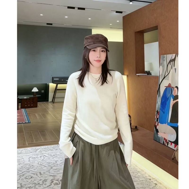 9.14 # Y “Rolled Edge Cardigan Pullover Version” 100% Ultra-Fine Wool All-In-One Machine-Made Round Neck Versatile Piece 9.14 # Y “Rolled Edge Cardigan Pullover Version” 100% Ultra-Fine Wool All-In-One Machine-Made Round Neck Versatile Piece
