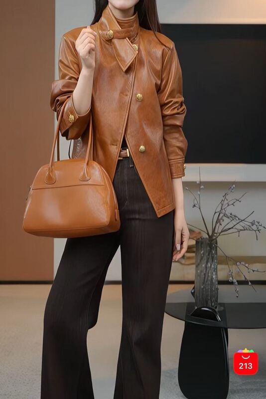 Wanwan Light Luxury [Miu Bowling Bag] High-End First-Layer Cowhide Leather, Large-Capacity Underarm Genuine Leather Bag