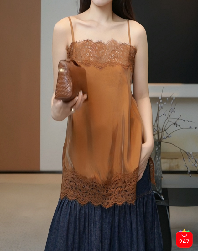 Wanwan Light Luxury【St Lace Vest】Super Soft Cupro Silk + Rayon. Sexy Lace Camisole! Wanwan Light Luxury【St Lace Vest】Super Soft Cupro Silk + Rayon. Sexy Lace Camisole!