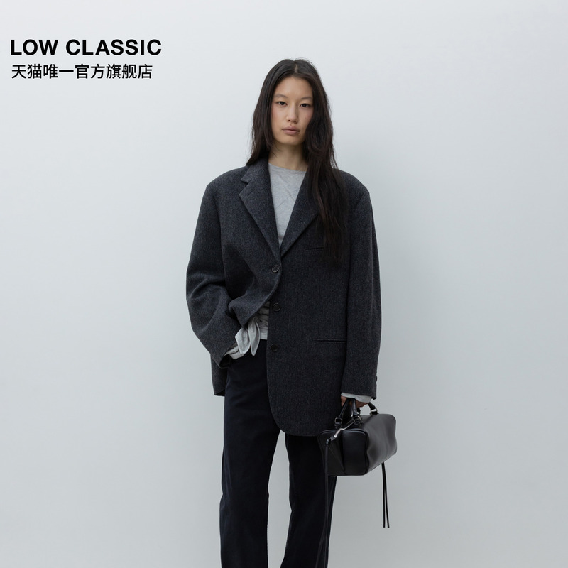 [Tmall Exclusive] Low Classic Wool Loose Casual Lapel Elegant Blazer Woolen Coat Korean Style for Women