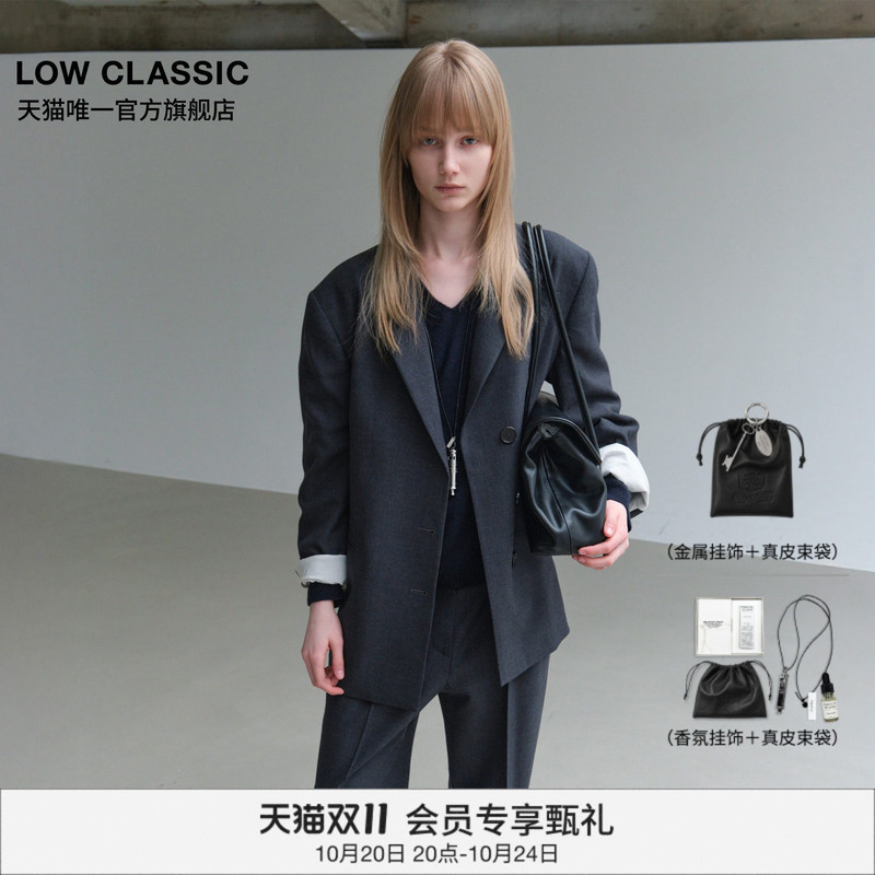 [Official Authentic Product] Low Classic Classic Sheep Wool Notched Lapel Blazer with Shoulder Pads Korean Style Women's Top