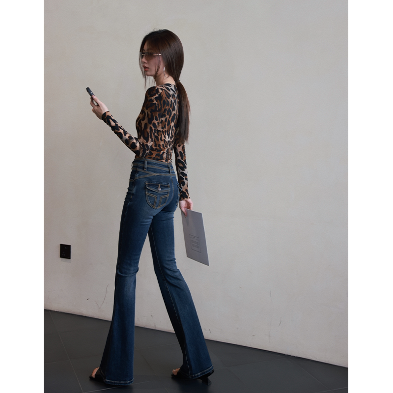 High-Waisted Slim-Fit Flared Jeans for Women, Bootcut Pants, Floor-Length Pants High-Waisted Slim-Fit Flared Jeans for Women, Bootcut Pants, Floor-Length Pants