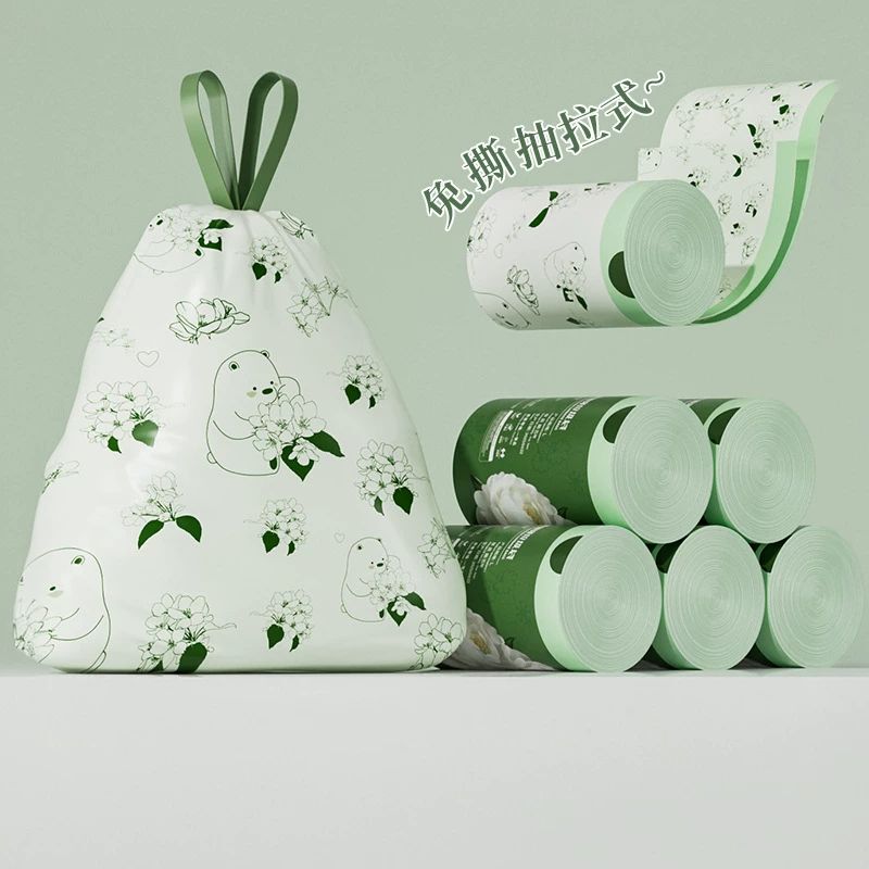 New Camellia-Scented Deodorizing and Mosquito-Repellent Garbage Bags, Biodegradable Kitchen Household Drawstring Plastic Bags New Camellia-Scented Deodorizing and Mosquito-Repellent Garbage Bags, Biodegradable Kitchen Household Drawstring Plastic Bags