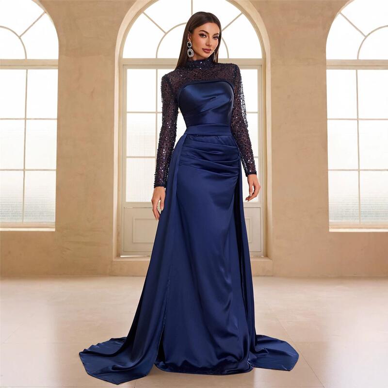 New Hot-Selling Women's Ball Gown Evening Dress, Sequined Long-Sleeved Satin Elegant Dress-Ssl6249 New Hot-Selling Women's Ball Gown Evening Dress, Sequined Long-Sleeved Satin Elegant Dress-Ssl6249