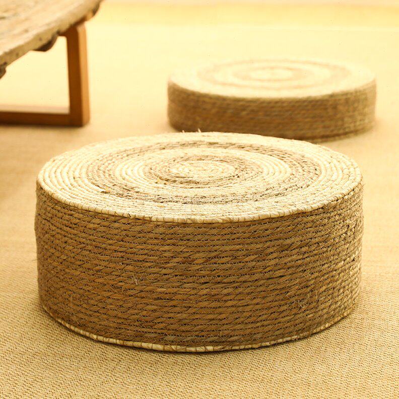 Straw pouf futon floor reading cushion carpet tatami pier lazy floor mat living room balcony bay window mat