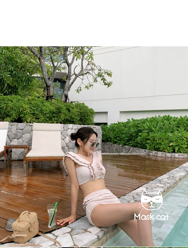 18 mùa thu và mùa đông nóng xuân mới ngực nhỏ bảo thủ sinh viên nấm ren đan eo cao chia áo tắm nữ áo tắm