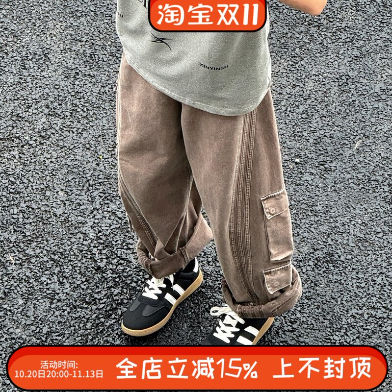 Adidas Trefoil Genuine Men's and Women's Multi-Pocket Workwear Style Denim Casual Sports Pants Kd4324