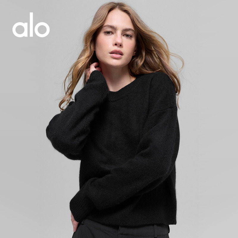 Alo|Women's New Class Loose Short Casual Wool Blend Crew Neck Sweater Alo|Women's New Class Loose Short Casual Wool Blend Crew Neck Sweater