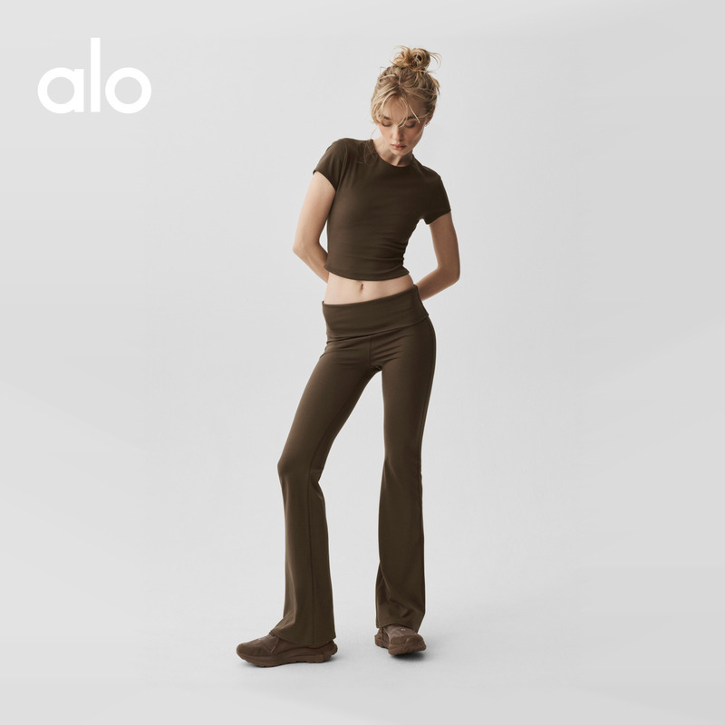 Alo|Women's Alo Softsculpt Sports Casual Retro Low-Waist Tight Flared Pants Alo|Women's Alo Softsculpt Sports Casual Retro Low-Waist Tight Flared Pants