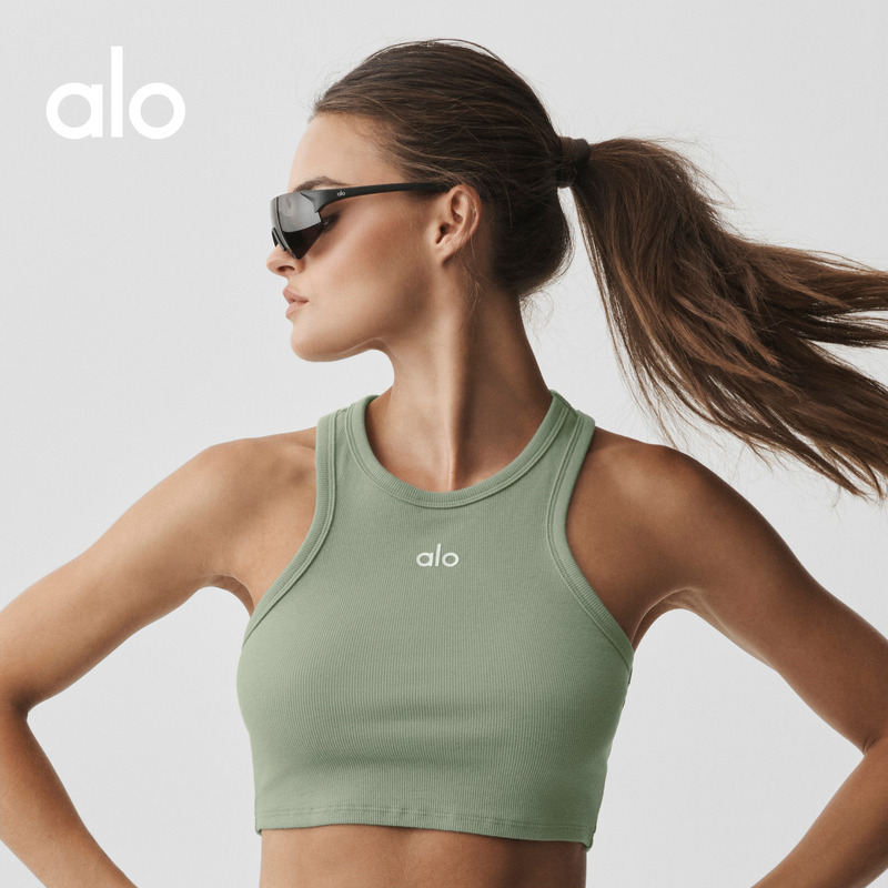 Alo|Women's Aspire Slim Fit Short Sports Training Ribbed Tank Top Alo|Women's Aspire Slim Fit Short Sports Training Ribbed Tank Top