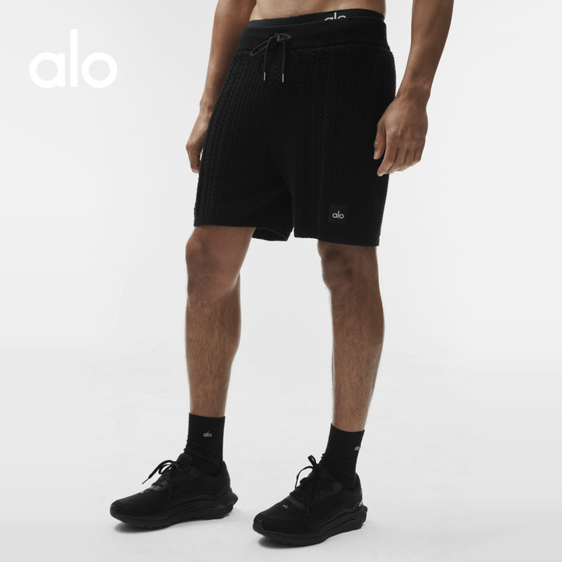 Alo｜Men's Coastline Loose Casual Hollow-Out Knit Drawstring Shorts 7 Inches