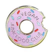 Glitter Pink Donut Brooch Vegan Club Badge