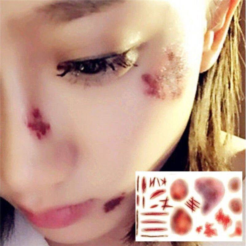 Scar Simulation Stickers, Scar Tattoo Stickers, Fake Wrist Cuts, Bite Marks, Blood Stains, Scar Special Effects Makeup Stickers, Bruise Stickers