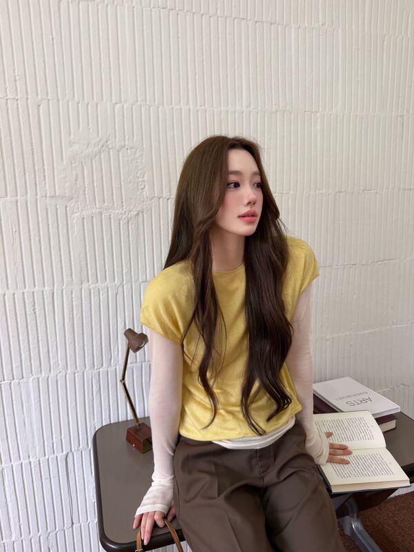 San Yue San [Noagi] Korean-Style Open-Back Sweater Vest, Simple Layered Knit Top 0094 #