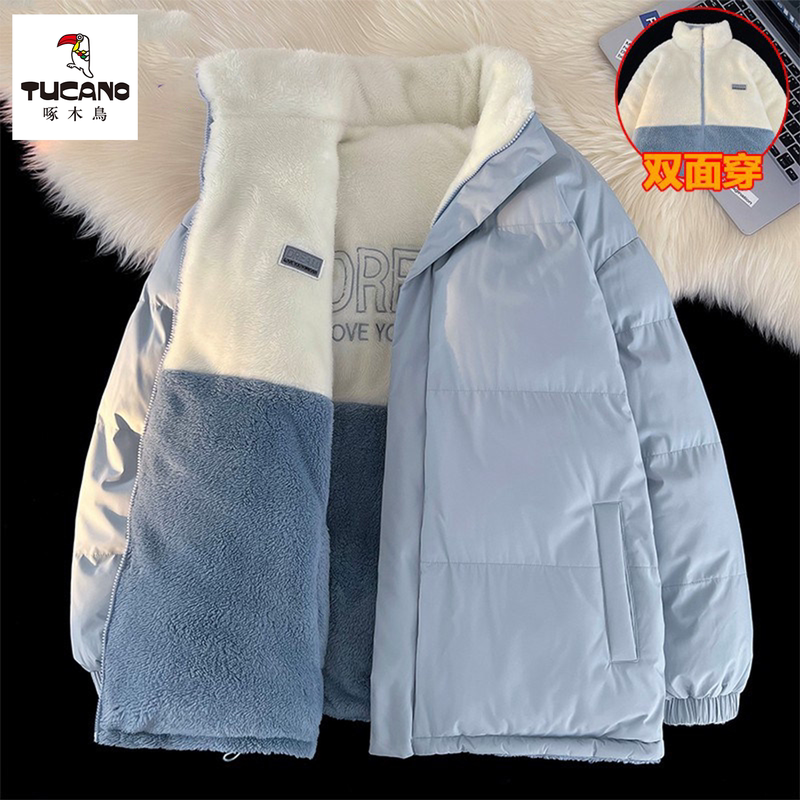 Woodpecker Trendy Double-Sided down Cotton Jacket for Women, 2026 Autumn and Winter New Style, Fleece-Lined Reversible Cotton Coat