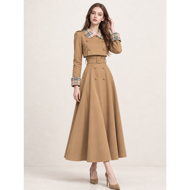 Veesmile Autumn and Winter Long-Sleeved Dress for Women, Waist-Cinching, Elegant and High-End, Exquisite A-Line Long Dress for Important Occasions